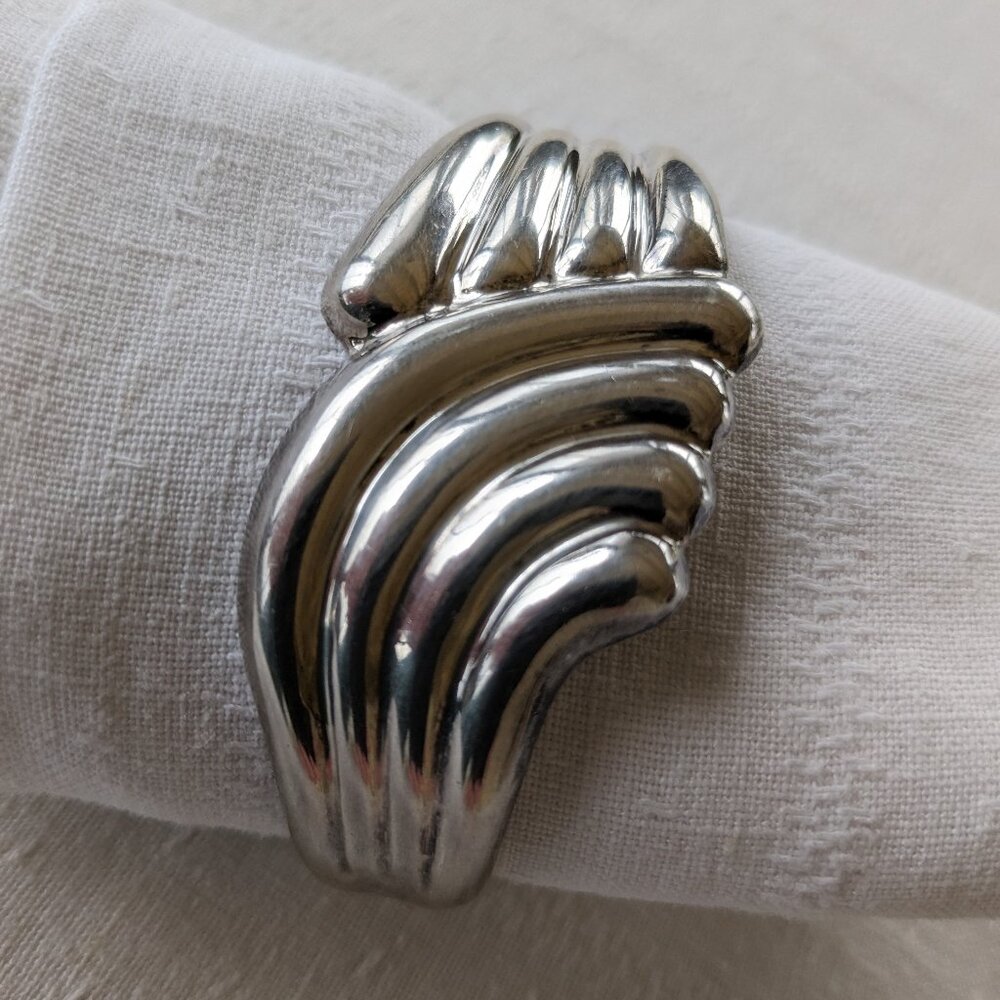 Taxco 39g Solid Sterling 7 Inch Abstract Wave Cuff Vintage